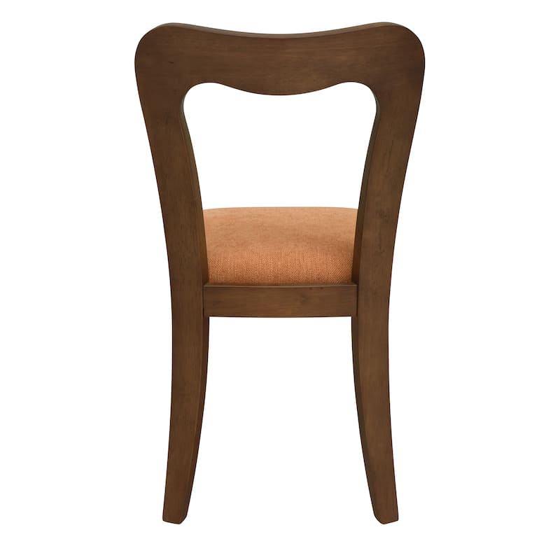 Set of 2 Modern Dining Chairs with Rubberwood Frame and Upholstered Seats - Open Back Armless Design