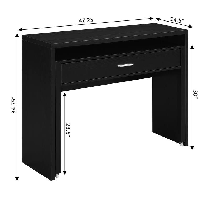 Convenience Concepts Newport JB Console/Sliding Desk with Drawer and Riser