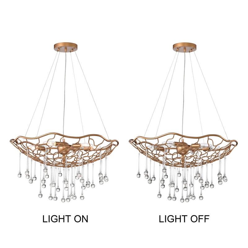 Francisca Shiny Bronze Handmade Frame Crystal Droplet Chandelier 26