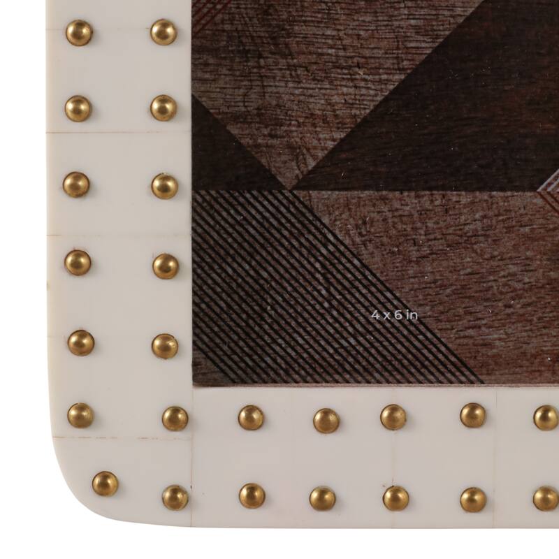 Resin Photo Frame Stud Accents Finish Contemporary Style - 8" Ivory