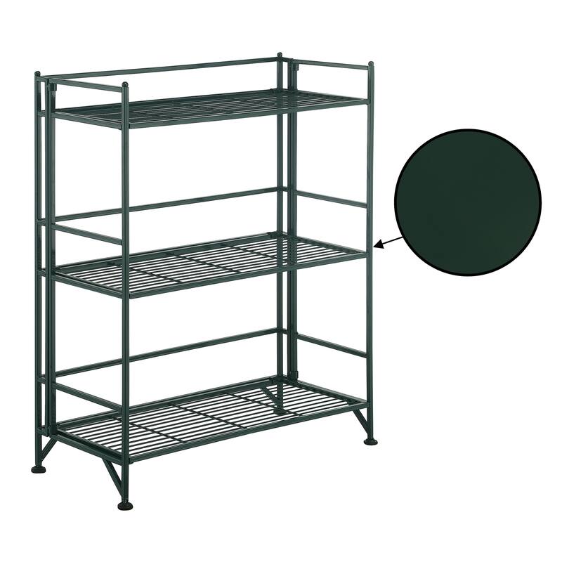 Convenience Concepts Xtra Storage 3 Tier Wide Folding Metal Shelf - Forest Green