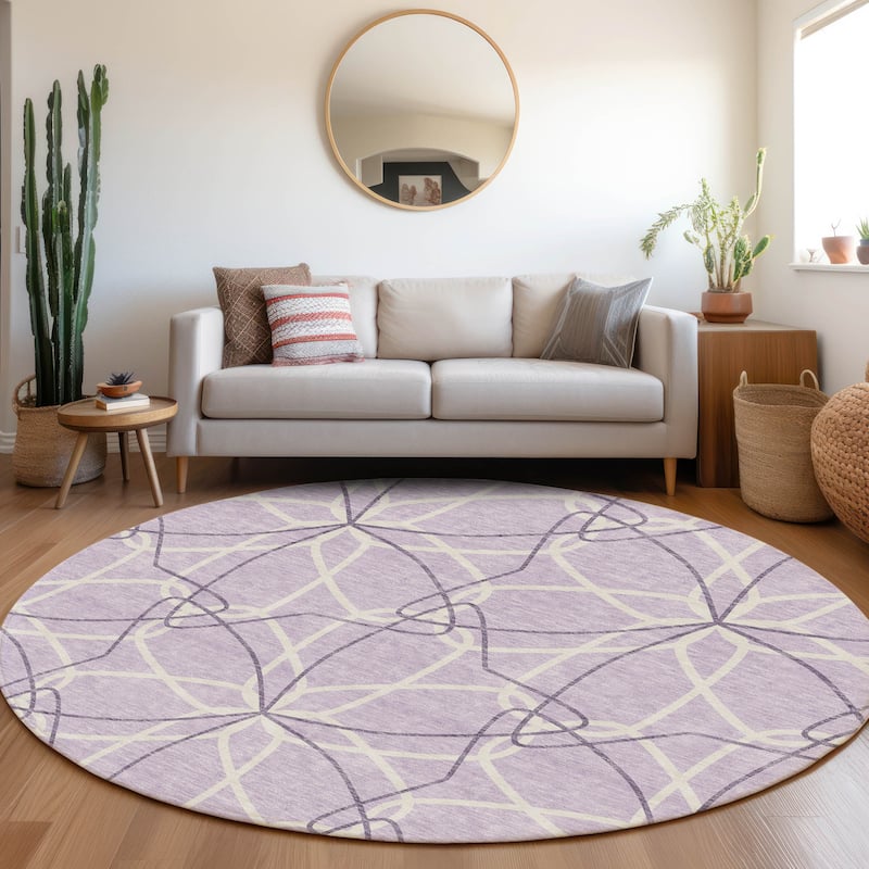 Premium Washable Super Soft Modern Floral Mayfield Rug - Lavender - 8' x 8'
