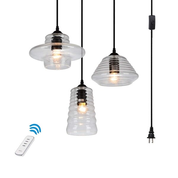 Shop 3 light vintage industrial glass remote control plug ...