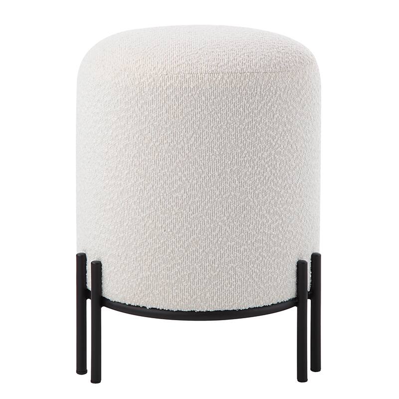 Renwil Cynthia Indoor Boucle Ottoman, Off-White
