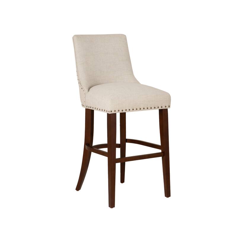 Linon Allard Beige Upholstered 31.5-Inch Barstool