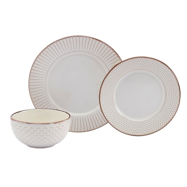 Tabletops Gallery Monroe 12-Piece Embossed Stoneware Dinnerware