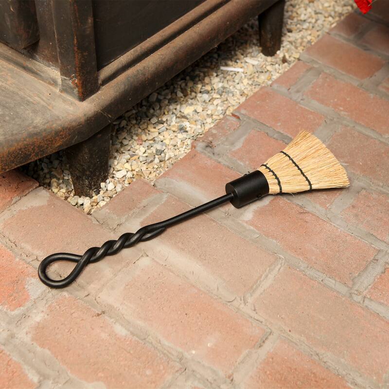 Achla Designs Mini Rope Design Fireplace Brush Tool, 18 Inch Tall, Black