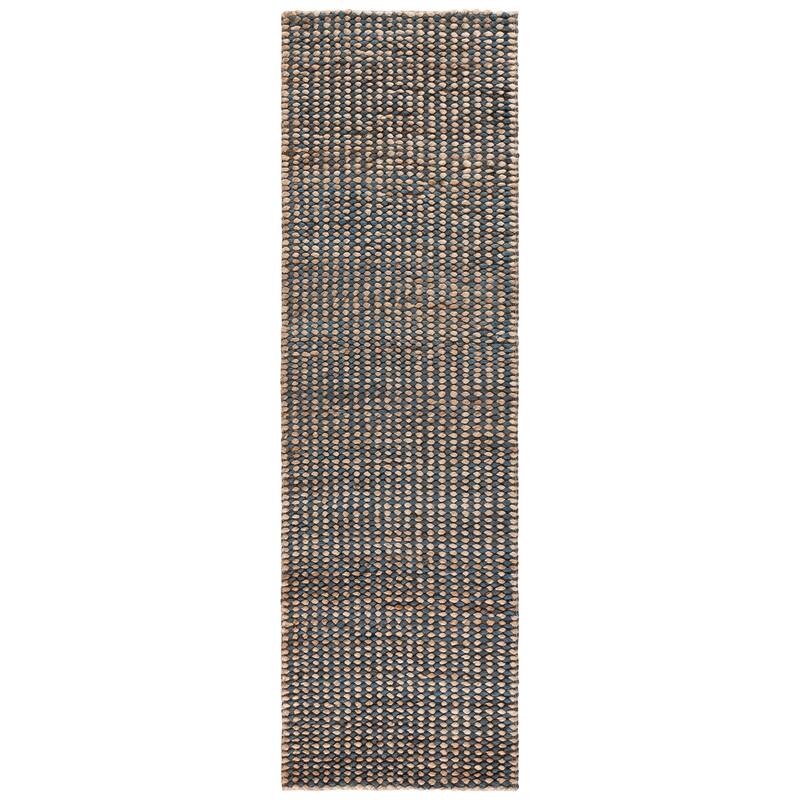 SAFAVIEH Handmade Natural Fiber Couture Seka Jute & Cotton Rug - 2'3" x 8' Runner - Natural/Blue