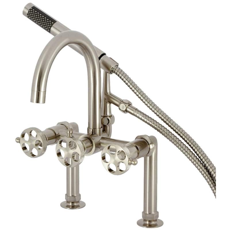Kingston Brass AE810.RKX Webb Deck Mounted Tub Filler with Built-In - Brushed Nickel