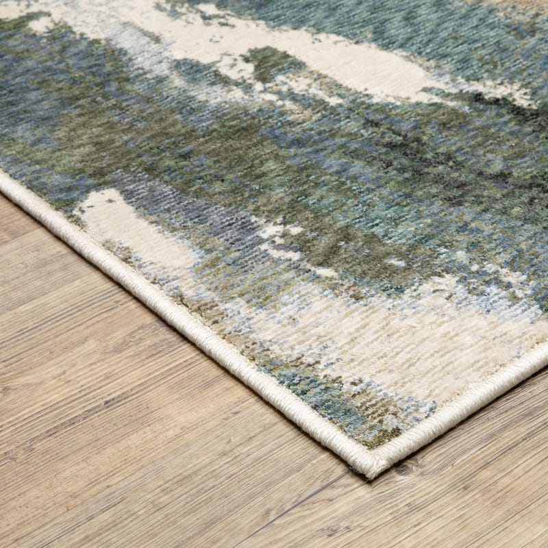 Tobias Abstract Paint Blue/ Green Area Rug-
