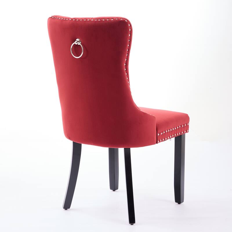Classic Velvet Dining Chairs, High-end Tufted Solid Wood Contemporary Velvet Upholstered Dining Chair with Wood Legs Nailhead