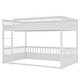 preview thumbnail 12 of 25, Queen over Queen Bunk Bed with Ladder and Guardrails, Solid Pine Wood Frame