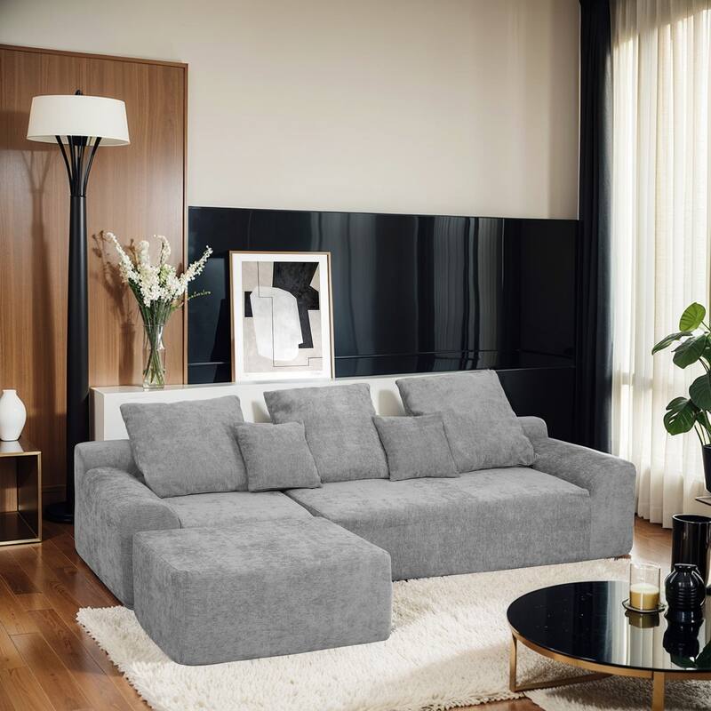 Sofa 111-in Casual Gray 3 -seater Reclining Sectional - 8' x 10'