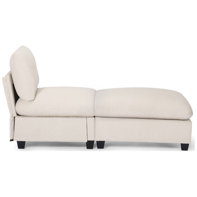 Hamilton Corduroy Upholstered Single Sofa Chair with Ottoman