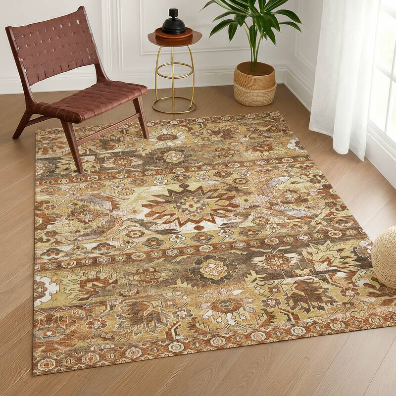 Machine Washable Indoor/ Outdoor Traditional Hudson Chantille Rug