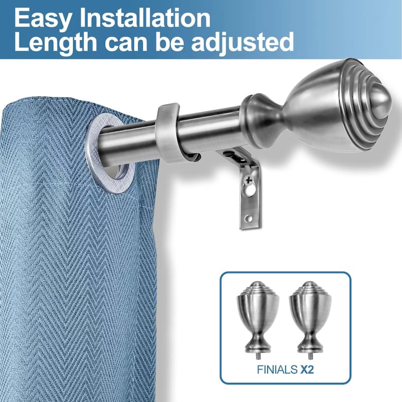 1-inch Diameter Urn Adjustable Single Drapery Curtain Rod