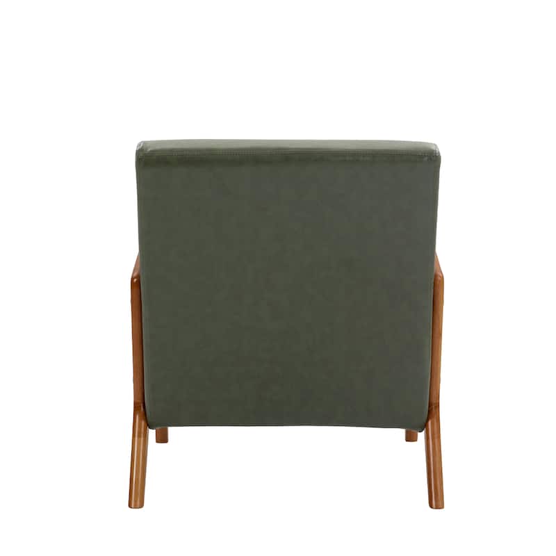 2 Set Mid-Century Modern Faux Leather Accent Chairs with Cushion