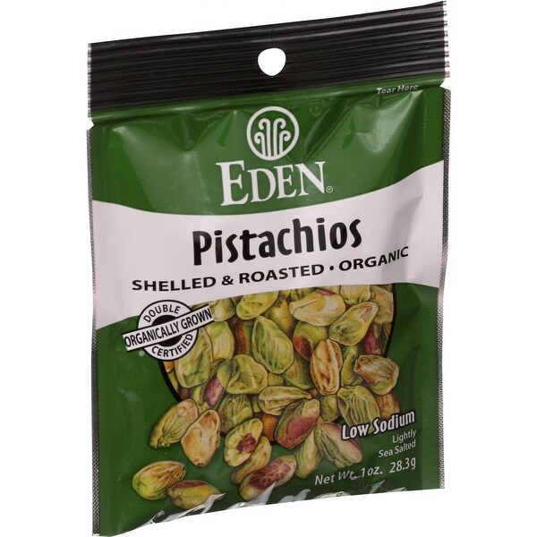 Eden Foods Organic Pocket Snacks - Pistachios - Shelled and Dry Roasted - 1 oz - Case of 12