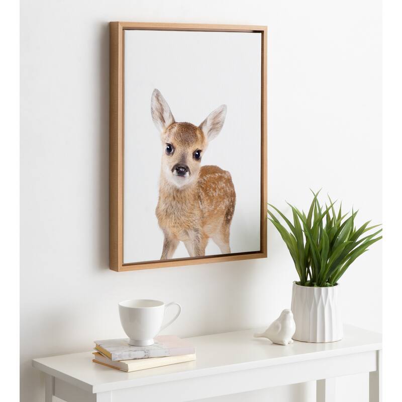 Sylvie Baby Deer Animal Print Framed Canvas Wall Art by Amy Peterson