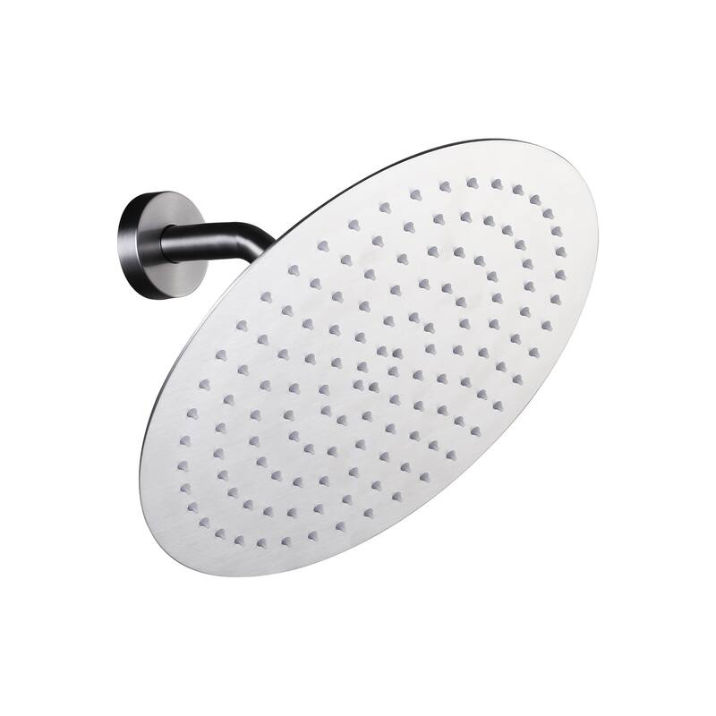 WOWOW 1-Spray Patterns with Wall Mount Rain Fixed Shower Head - 10-inch - Brushed Nickel