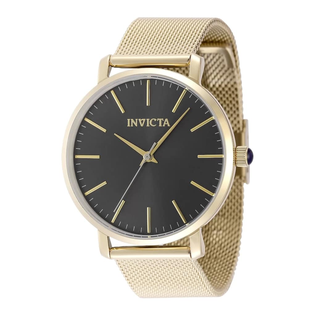 Invicta Women's 48845 Angel Quartz 3 Hand Charcoal Dial Watch - Black