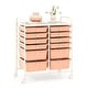 preview thumbnail 1 of 8, Gymax 12-Drawer Rolling Storage Cart w/ 2 Sizes Plastic Drawers Skin Pink - Metal Finish