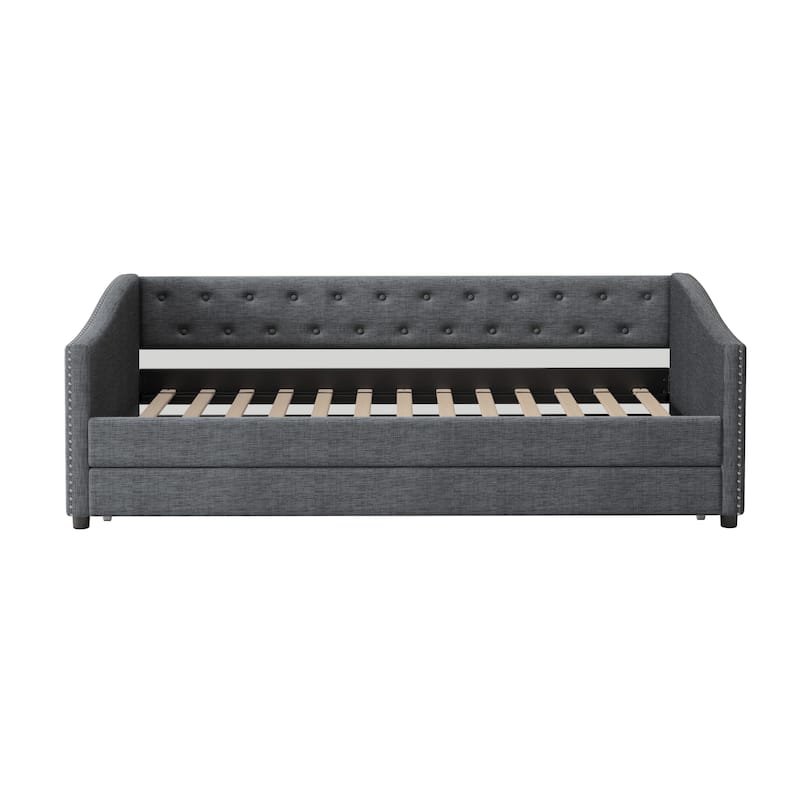 Twin Size Upholstered Daybed with Twin Size Trundle