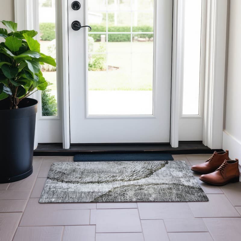 Machine Washable Indoor/ Outdoor Chantille Modern Pop Rug - Grey - 1'8" x 2'6"