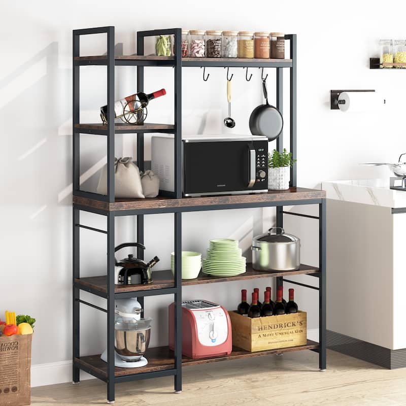 5-Tier Kitchen Bakers Rack with Storage, Microwave Oven Stand, Kitchen Utility Storage Shelf