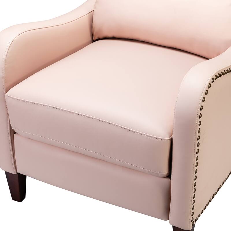 Brigida Cigar Genuine Leather Pushback Recliner with Nailhead Trim by HULALA HOME