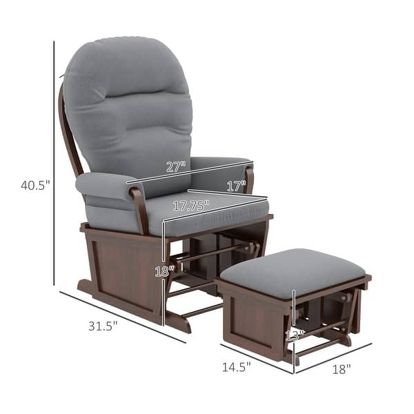 dimension image slide 2 of 5, HOMCOM Nursery Glider Rocking Chair with Ottoman Cushion Seating