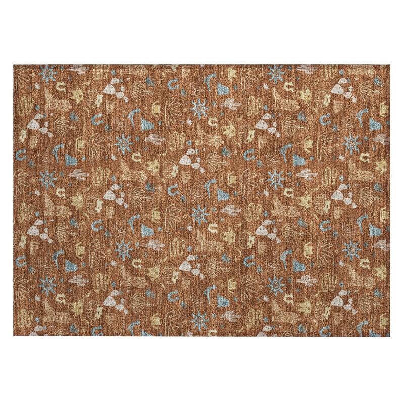 Machine Washable Indoor/ Outdoor Cowboy Ranch Chantille Rug