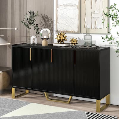 Metal handles & Legs and Adjustable Shelves Kitchen Cabinet,Modern sideboard
