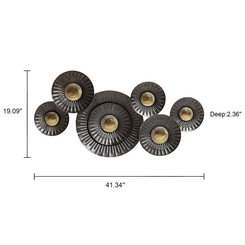 41.3" W Brown and Gold Metal Abstract Flower Wall Decor