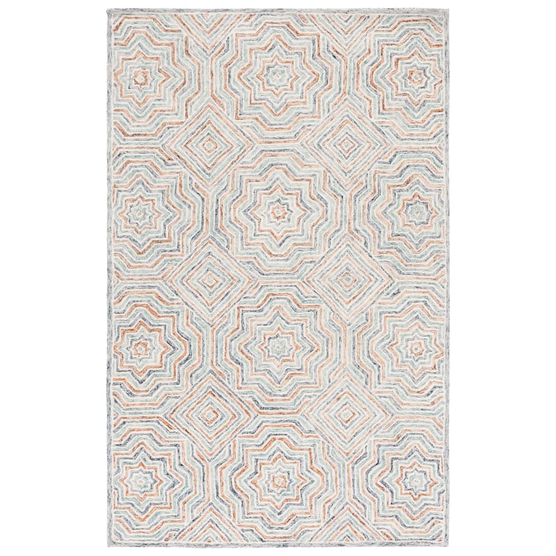 SAFAVIEH Handmade Capri Meleri Contemporary Wool Rug - 4' x 6' - Blue/Rust