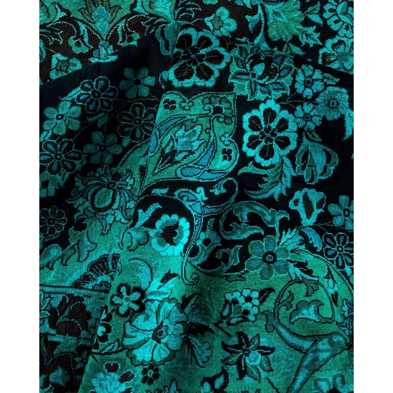 Overton Handknotted Wool Vintage Inspired Contemporary Overdyed Black Area Rug - 18' 3" x 12' 1"