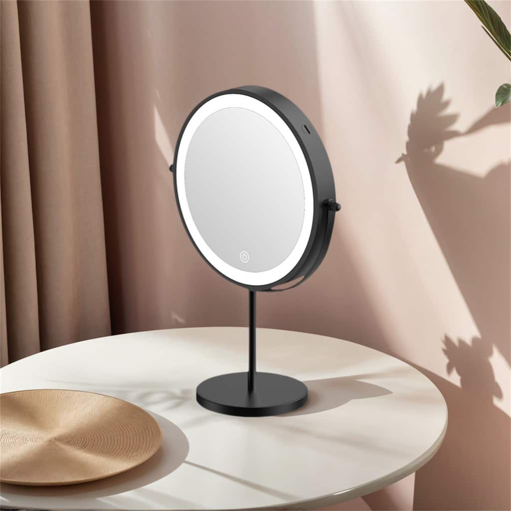 1X/10X 360 Rotation Makeup Mirror w/ Lights and 3 Color Lighting Dimmable