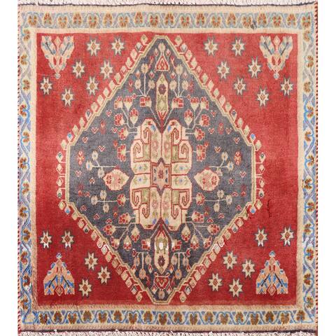 Abadeh Persian Square Vintage Rug Hand-Knotted Wool Carpet - 2'0"x 2'2"