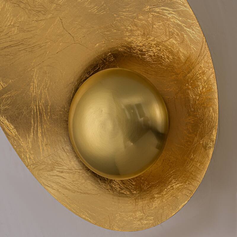 Gold Iron LED Wall Sconce with Interior Gold Leaf Finish Dimmable