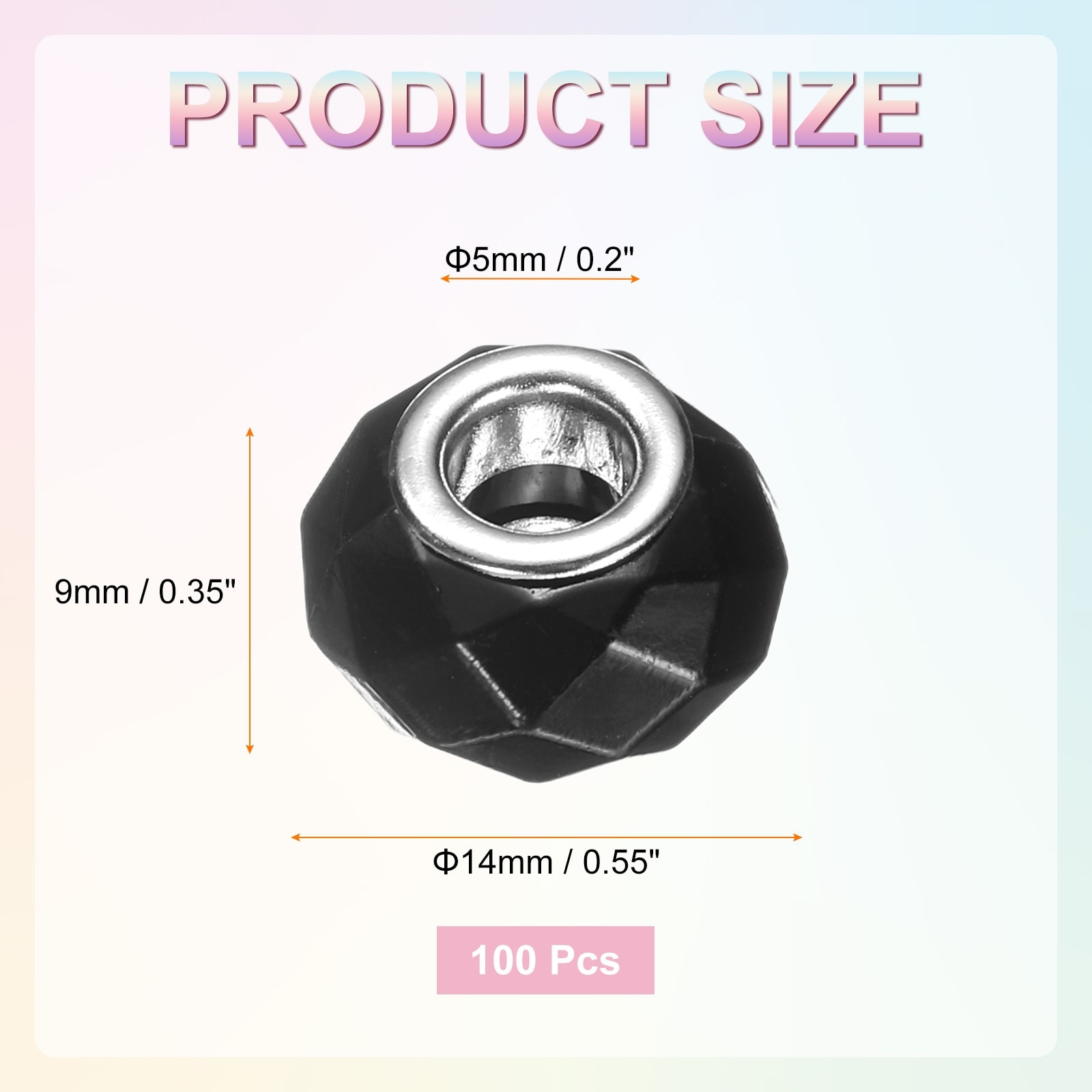 Large Hole Glass Beads European Loose Round Faceted Rhinestone Craft Bead for DIY Bracelet Necklace