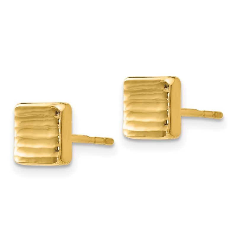 Curata 14k Yellow or White Gold Textured 7mm Square Post Earrings