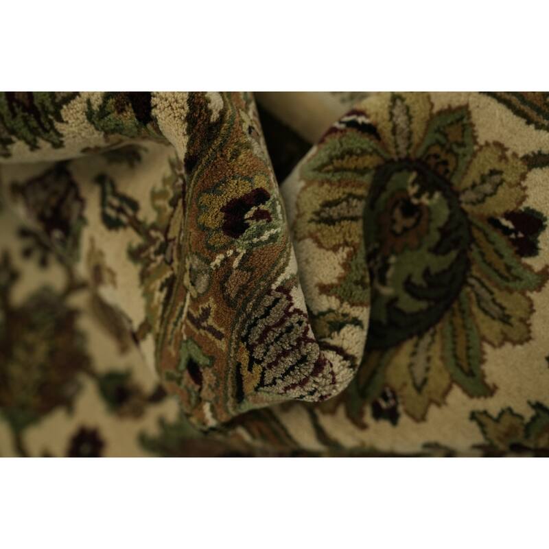 Hand Knotted Oriental 100% Wool Carpet Traditional All-Over Beige & Ivories Agra Area Rug - 9' 10'' X 8' 2''