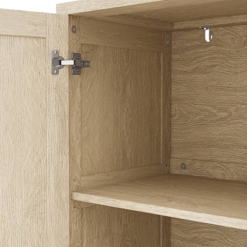 70" Rattan Buffet Cabinet with Storage, 4-Door Sideboard Buffet Cabinet with Adjustable Shelves for Kitchen