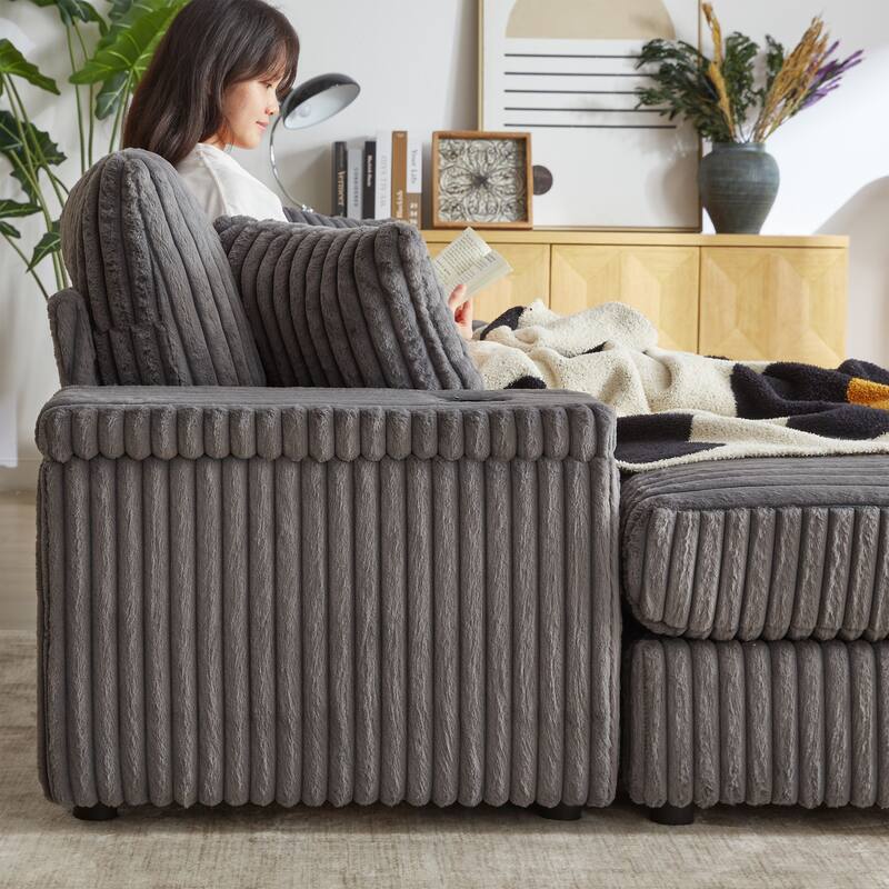Anmytek 84-Inch Corduroy 3-Seater Deep Seat Sofa