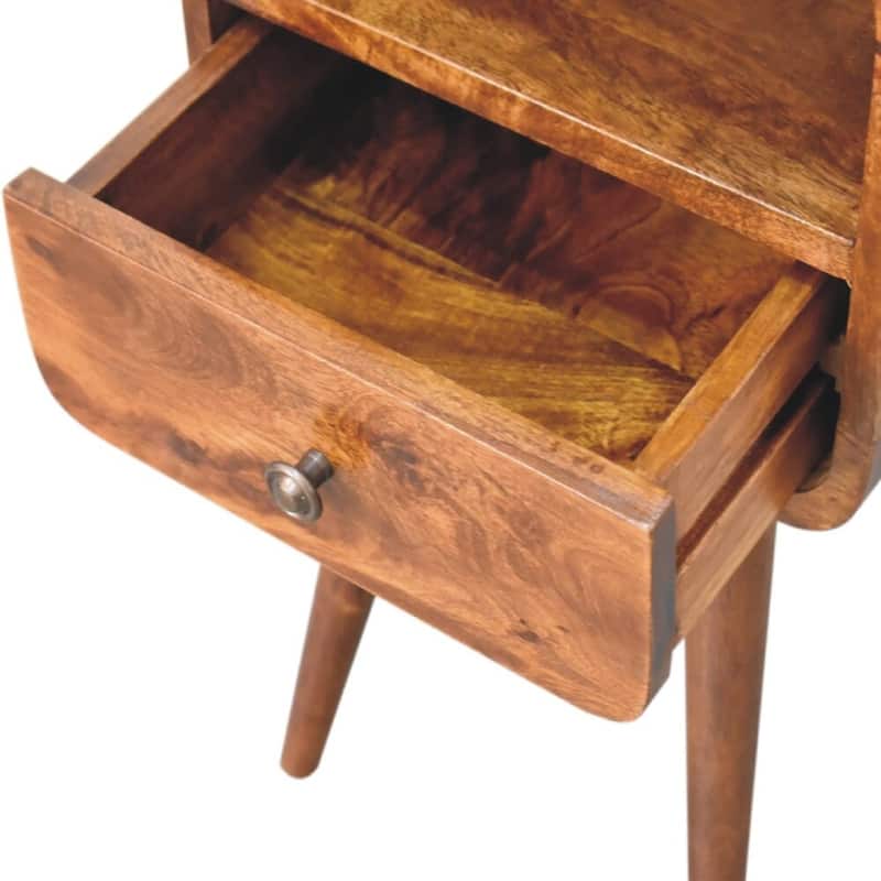 Artisan Furniture Solid Wood Mini Chestnut Curve Open Nightstand