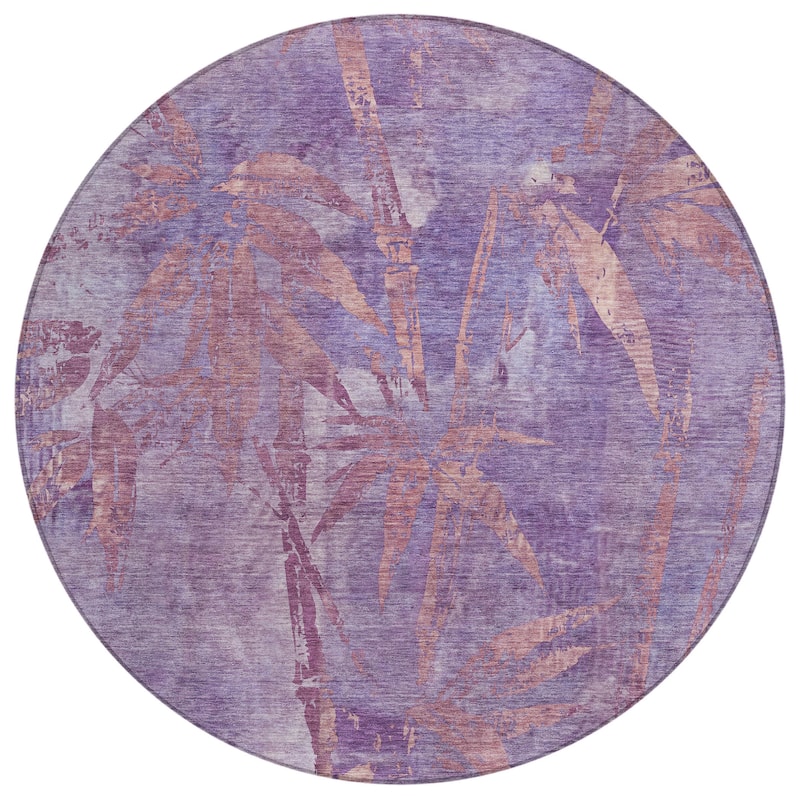 Machine Washable Indoor/ Outdoor Modern Floral Chantille Rug