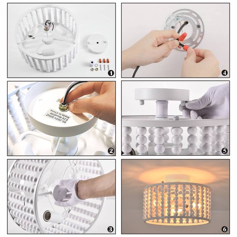 3-Light Bead Ceiling Light Semi Flush Mount