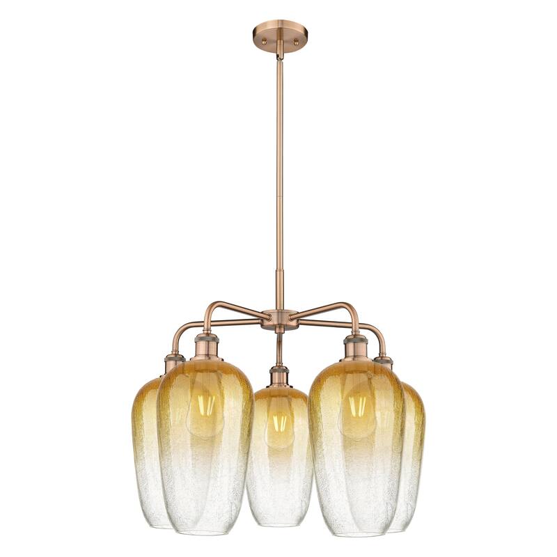 Innovations Lighting Endless Possibilities Ballston - Brookhaven Flute - 5 Light 26" Stem Hung Chandelier - Antique Copper/Amber