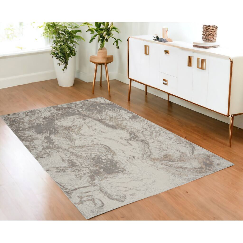 Fozay Power Loomed Abstract Modern Non Skid Stain Resistant Low Pile Area Rug By HomeRoots - 72' X '48' X '0.25