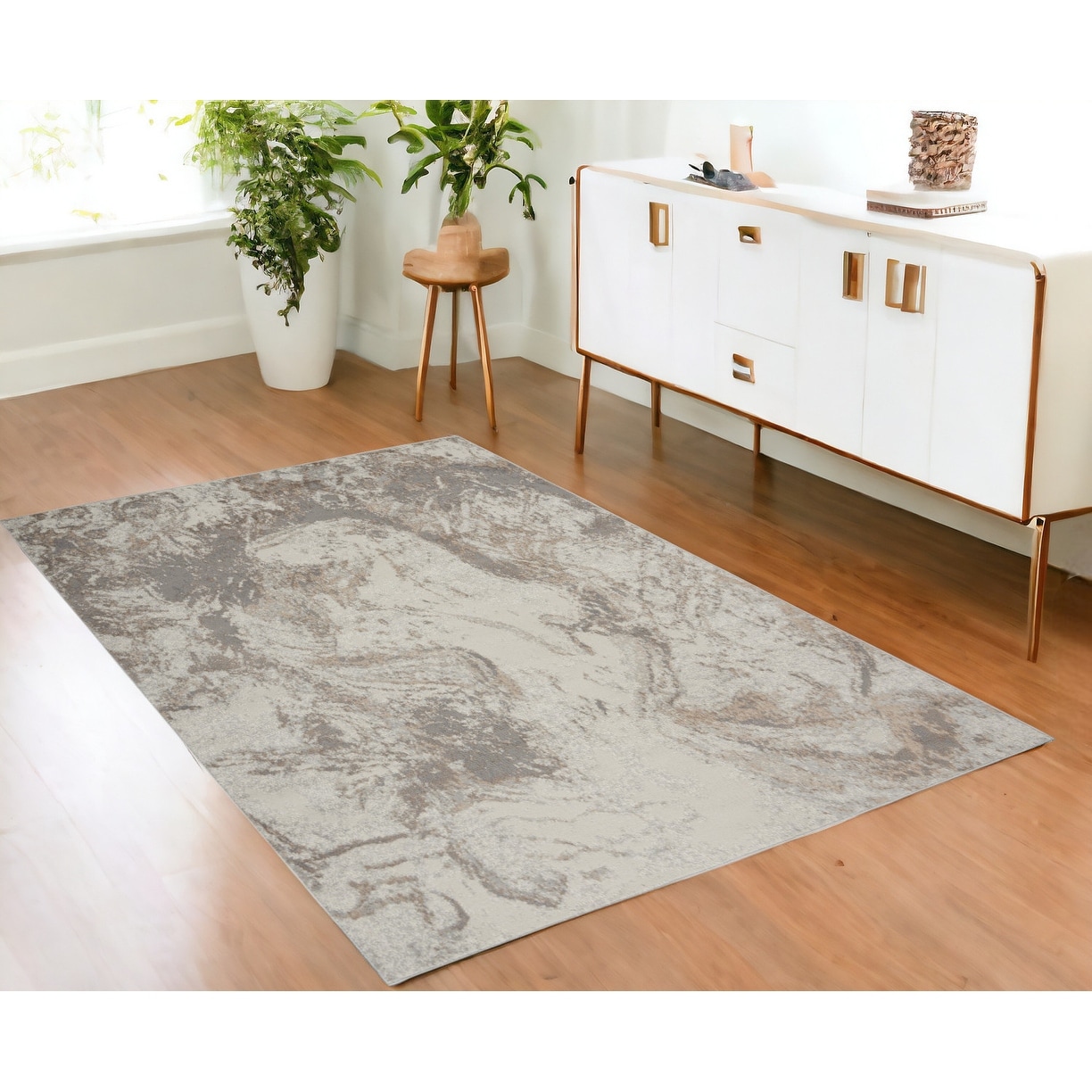 Fozay Power Loomed Abstract Modern Non Skid Stain Resistant Low Pile Area Rug By HomeRoots - 72' X '48' X '0.25
